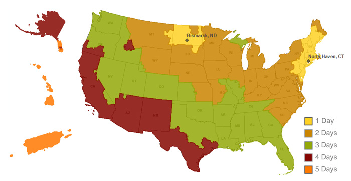 Rec Supply UPS Ground Service Map