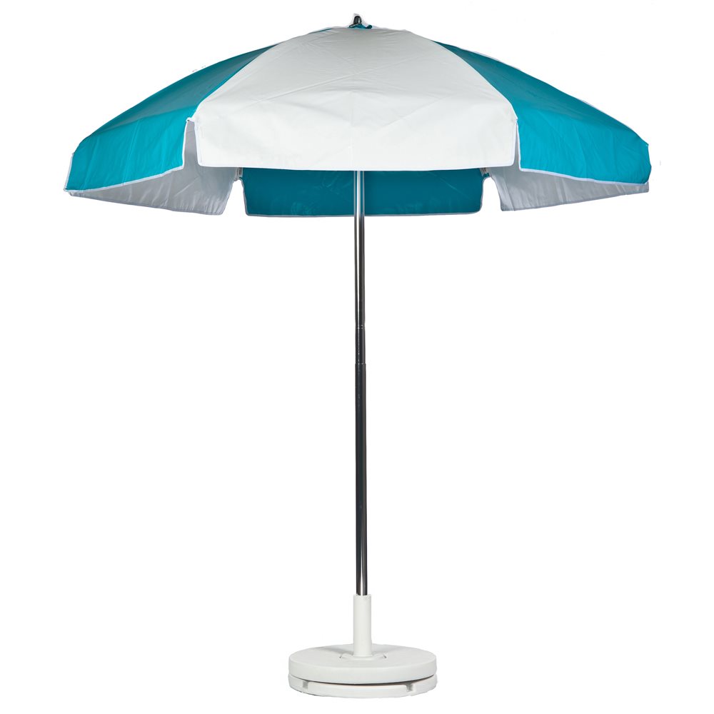 Umbrella, 6.5' Vinyl, Turquoise / White Alternating