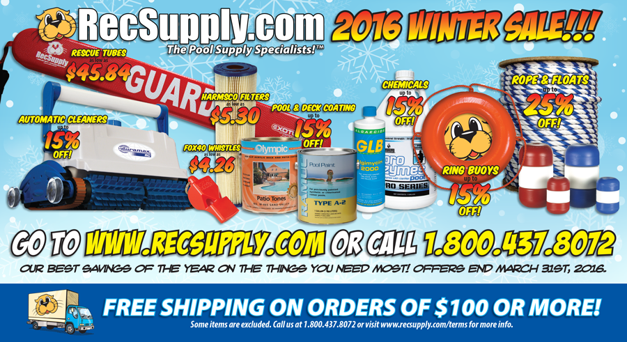 Recreation Supply Company - 2015 Commercial Swimming Pool Supply Winter Sale