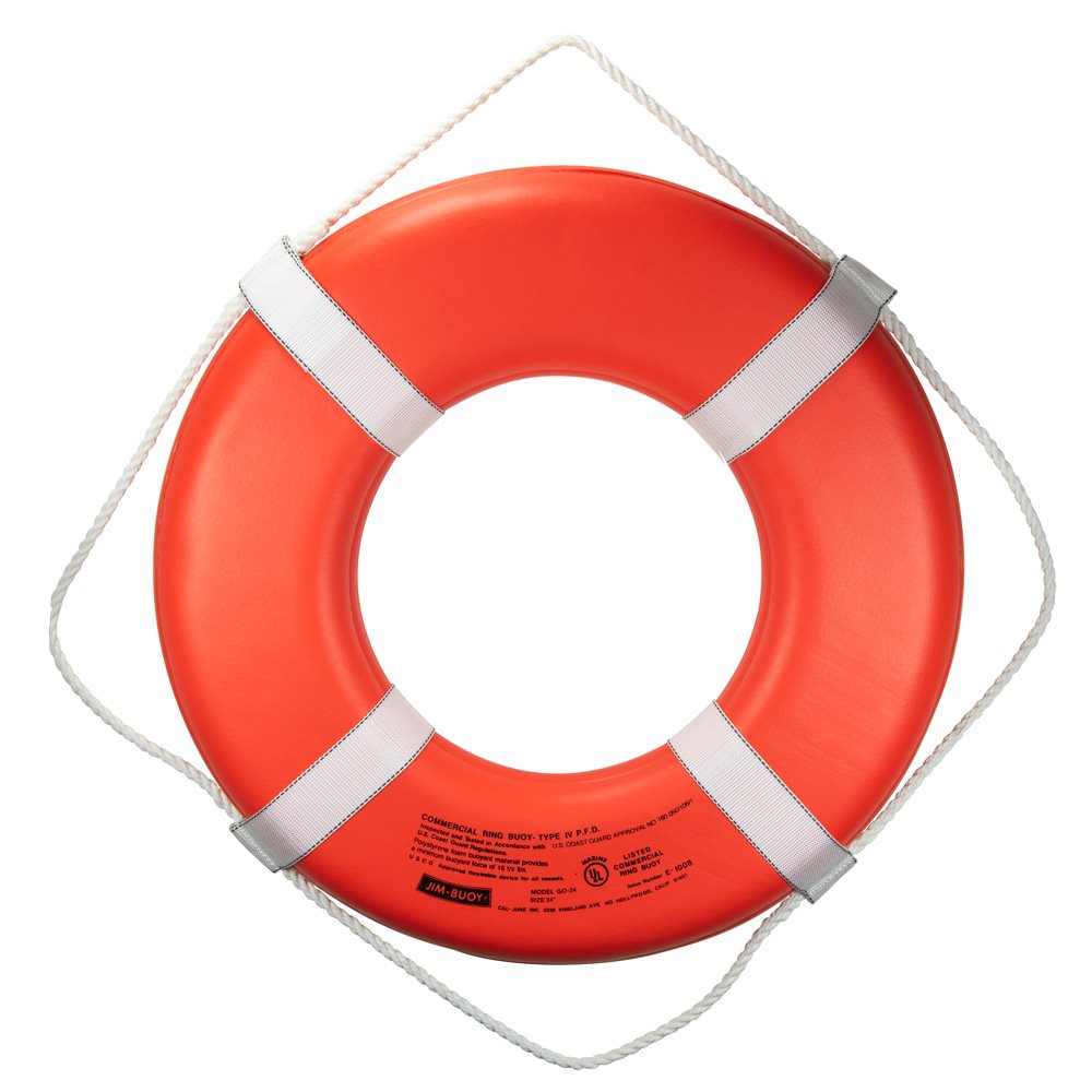 USCG Approved Ring Buoy with Straps, Orange, 30"