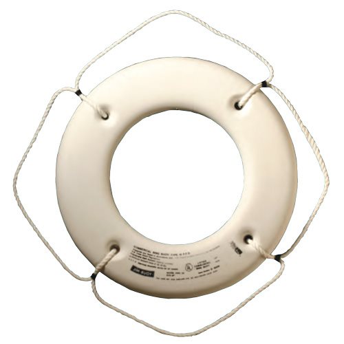 USCG Approved Hard Shell Ring Buoy, White, 24"