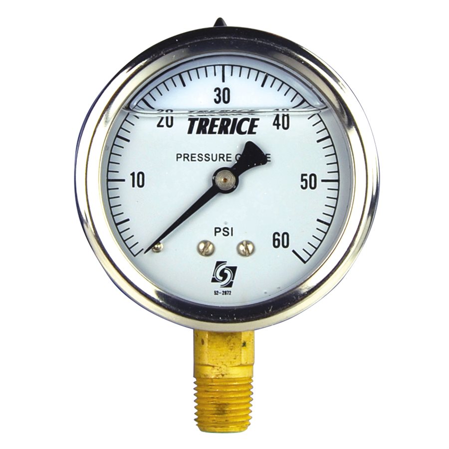 Trerice Liquid Filled Pressure Gauge, 2.5", 0 to 60 PSI