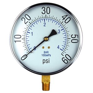 Pressure Gauge Steel Case 4.5"