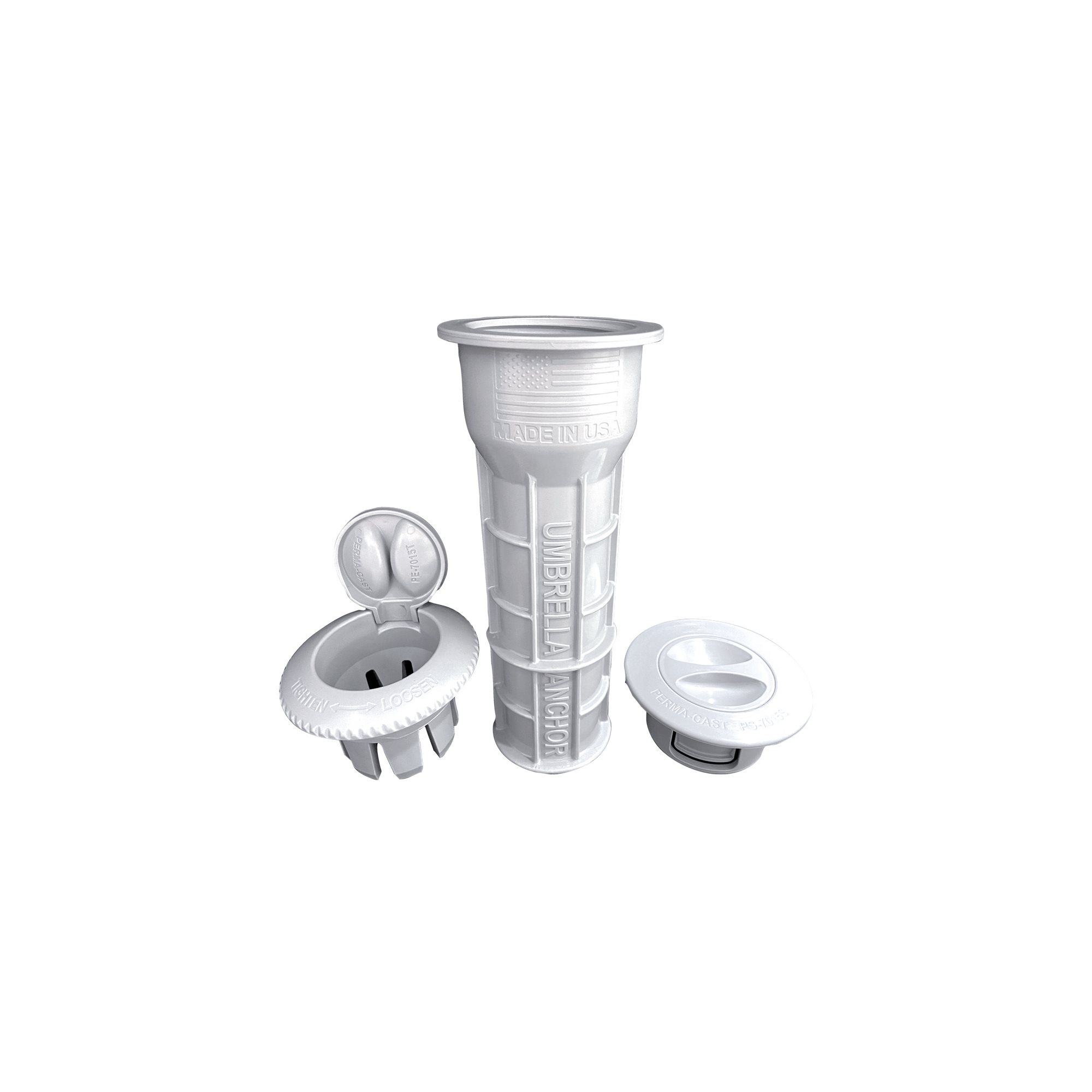 Umbrella Anchor Socket, ABS Plastic, Complete Assembly, White
