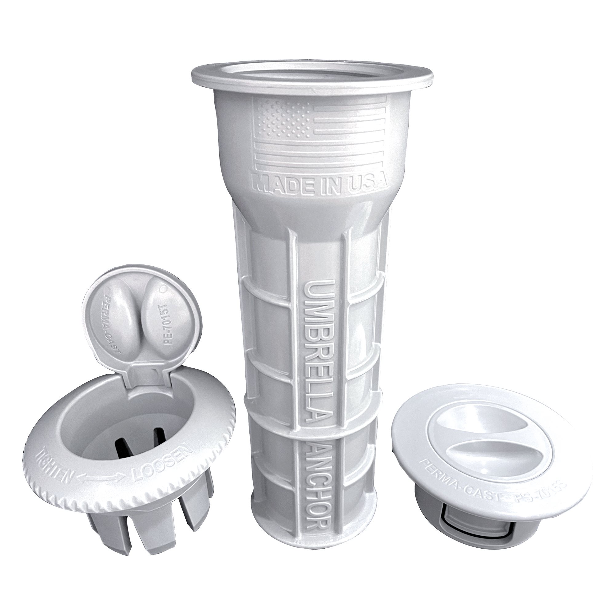 Umbrella Anchor Socket, ABS Plastic, Complete Assembly, White