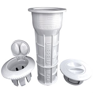 Umbrella Anchor Socket, ABS Plastic, Complete Assembly, White