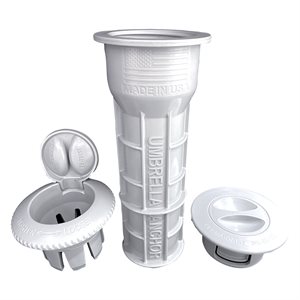 Umbrella Anchor Socket, ABS Plastic, Complete Assembly, White