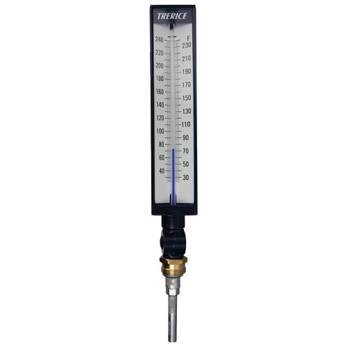 Trerice Thermometer, 9" Scale, 3.5" Stem, No Well, 30 to 240 F