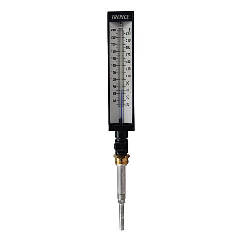 Trerice Thermometer, 9" Scale, 6" Stem, No Well, 30 to 240 F