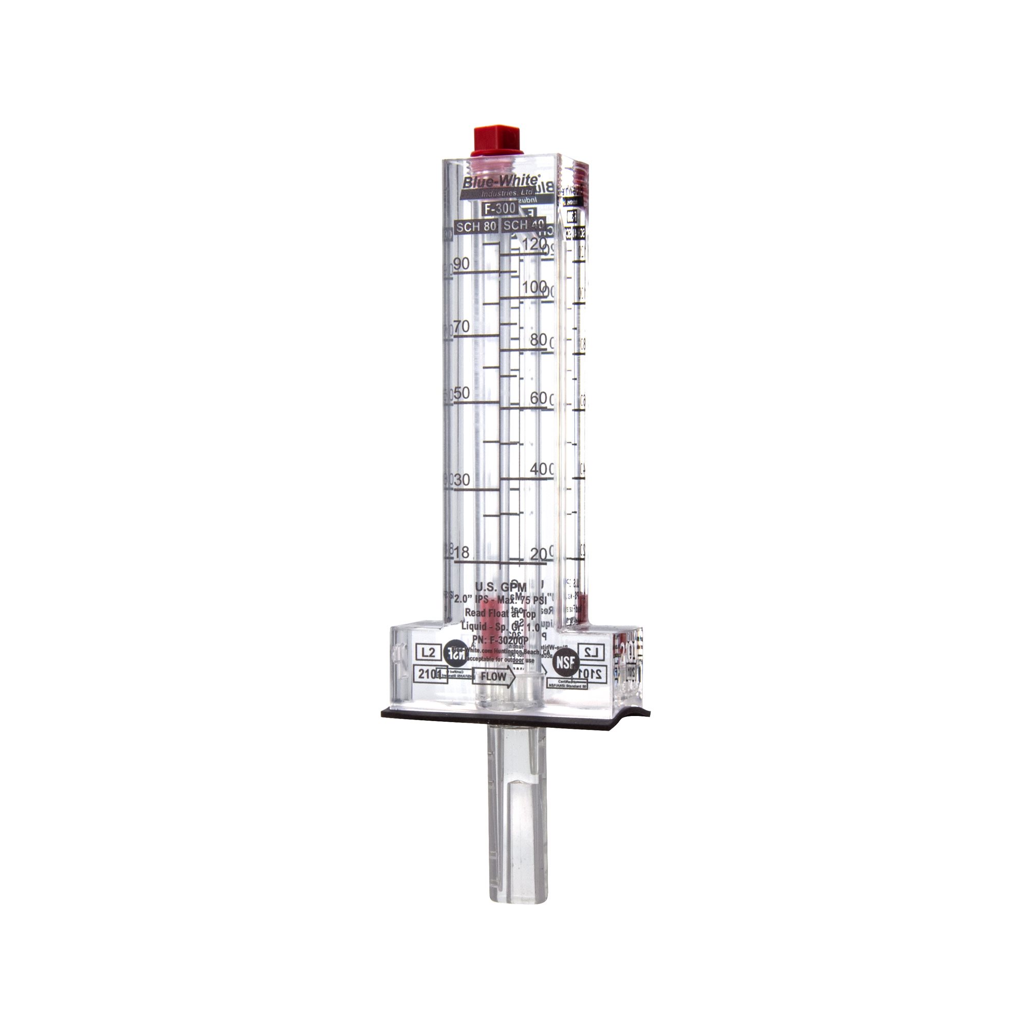 Blue-White Flow Meter For 2" Pipe