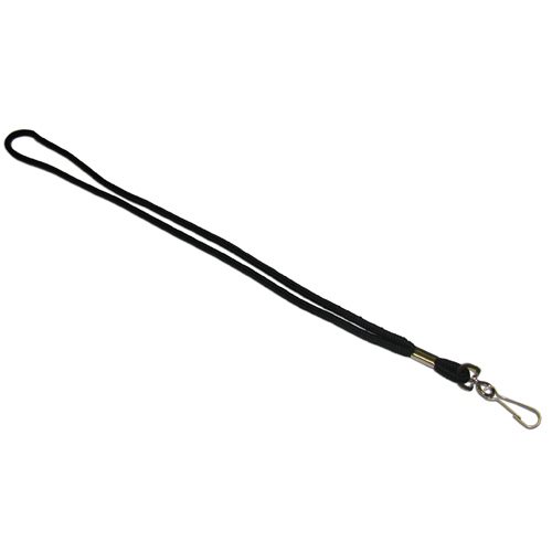 RecSupply Lanyard, 1 / 8" Round Cord, Swivel Hook, Black