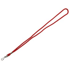 RecSupply Lanyard, 1 / 8" Round Cord, Swivel Hook, Red