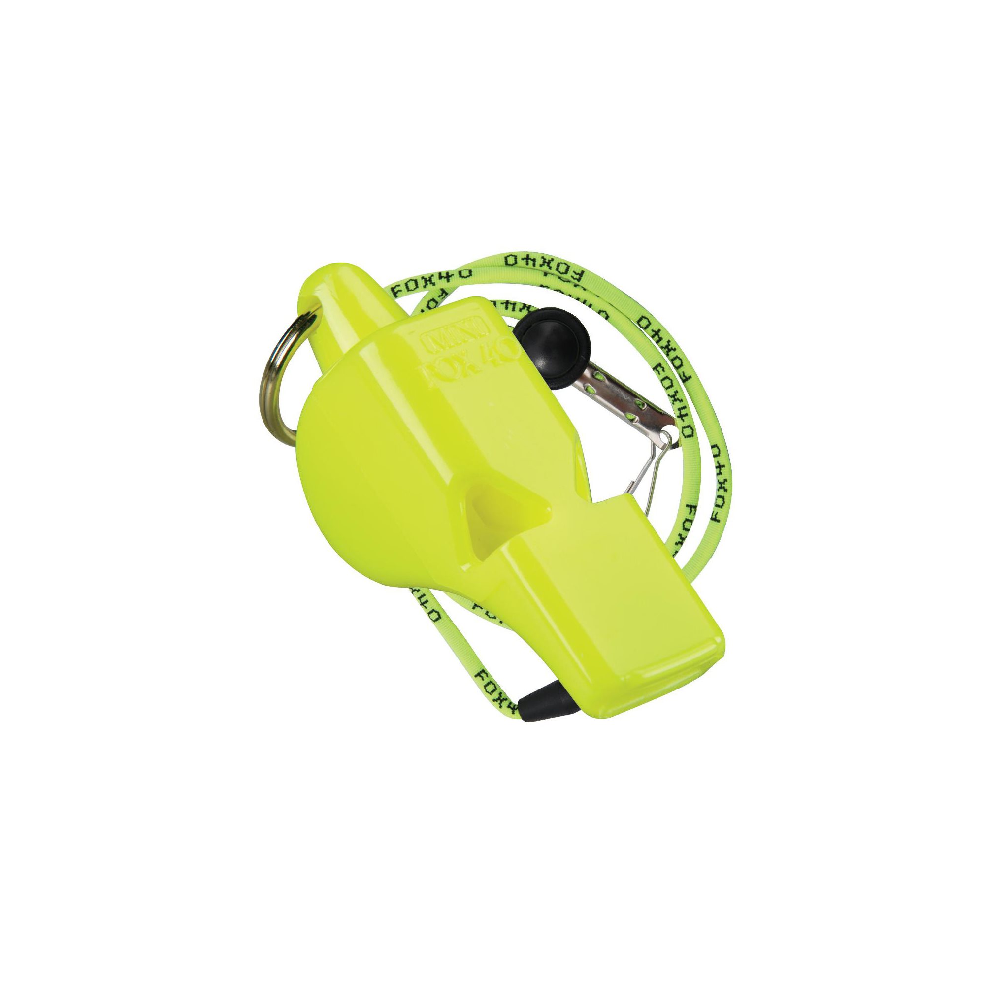 Fox 40 Mini Whistle with Lanyard, Neon Yellow