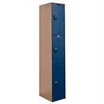 AquaMax Solid Plastic Locker 18" x 72", 3-Openings, Taupe Body / Blue Doors