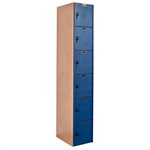 AquaMax Solid Plastic Locker 18" x 72", 6-Openings, Taupe Body / Blue Doors