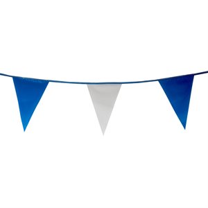 Standard 12" x 18" Pennants, 100 ft., Blue / White