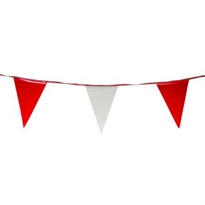 Standard 12" x 18" Pennants, 100 ft., Red / White