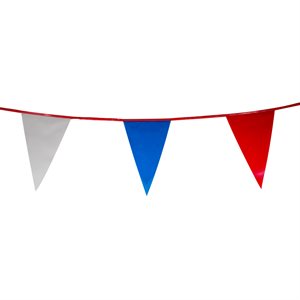 Standard 12" x 18" Pennants, 100 ft., Red / White / Blue