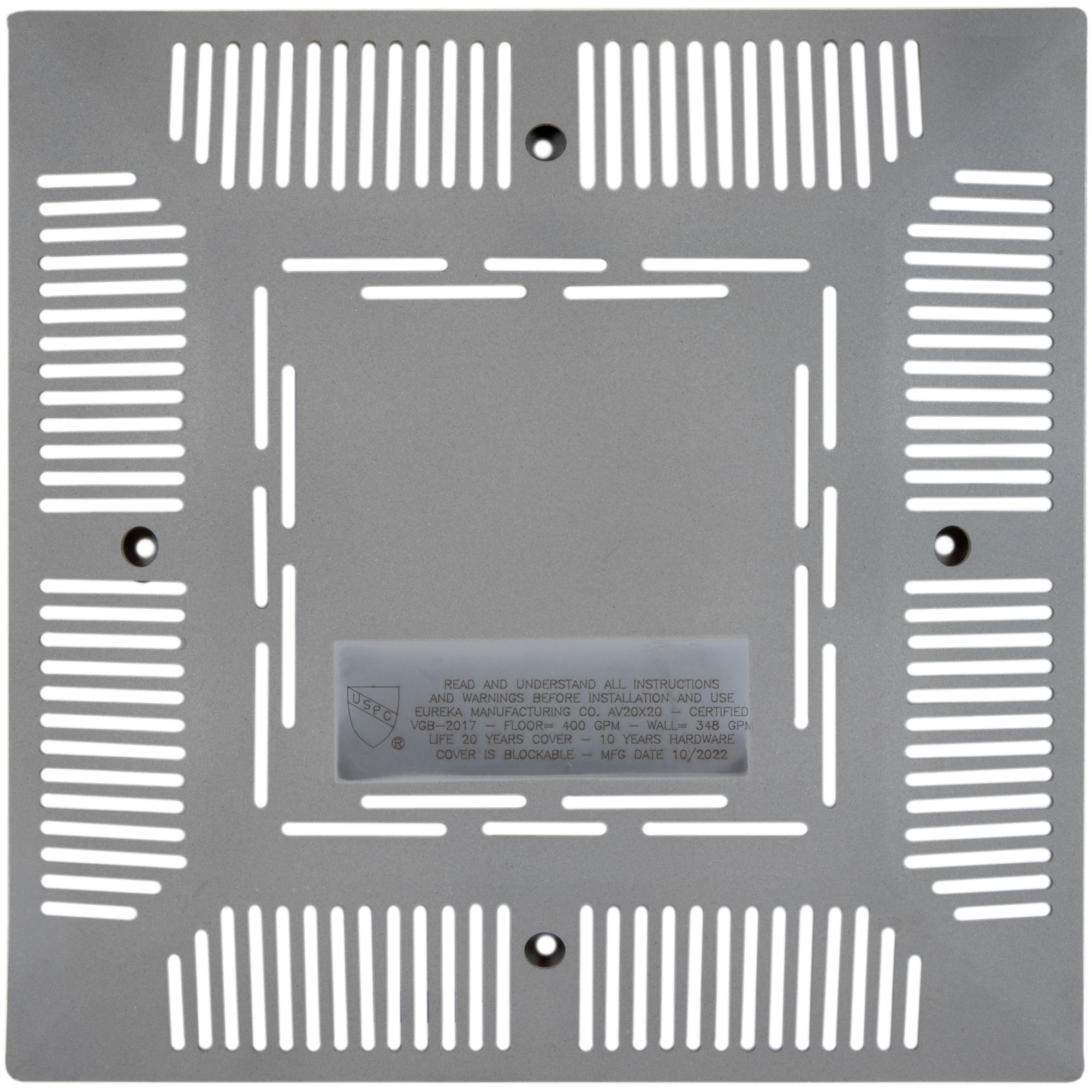 Eureka Anti-Entrapment Drain Cover, 20" x 20"