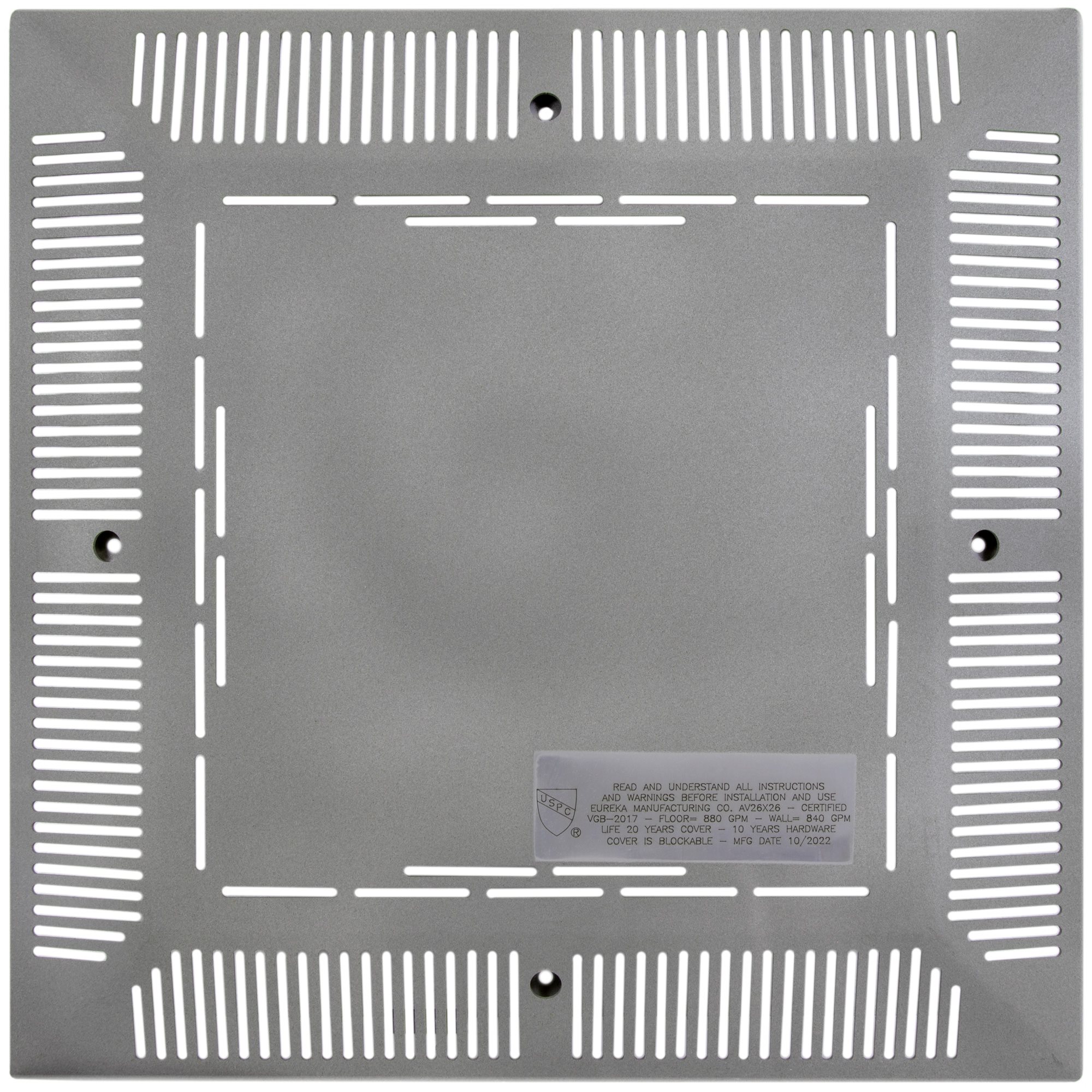 Eureka Anti-Entrapment Drain Cover, 26" x 26"