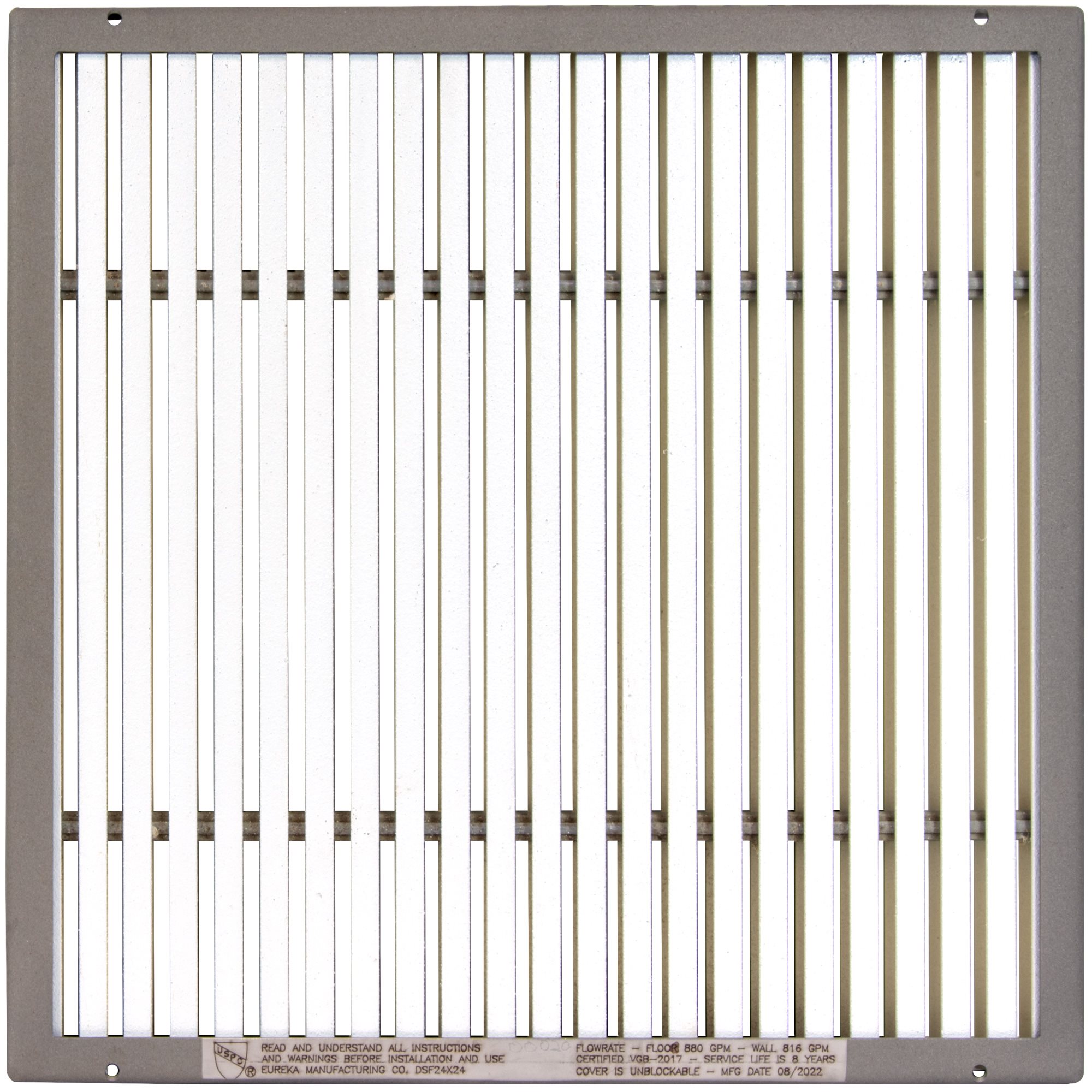 Eureka Anti-Entrapment Drain Grate, 24" x 24" DSF Grate