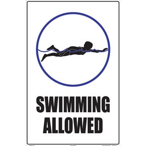 Sign - Swimming Allowed 12" x 18"