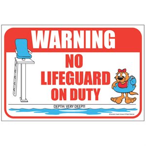 Sign - No Lifeguard on Duty 12" x 18"