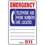 Sign - Emergency Telephone Numbers 12" x 18"