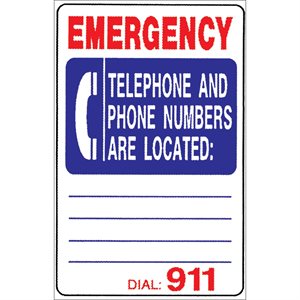 Sign - Emergency Telephone Numbers 12" x 18"