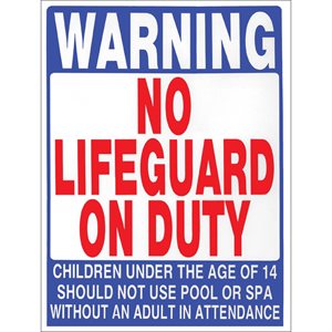 Sign - No Lifeguard 18" x 24"