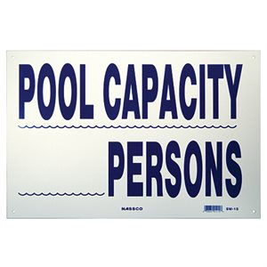 Sign - Pool Capacity 12" x 18"