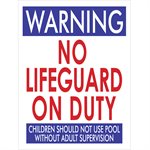Sign - No Lifeguard 18" x 24", Alternate Version