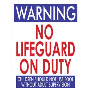 Sign - No Lifeguard 18" x 24", Alternate Version