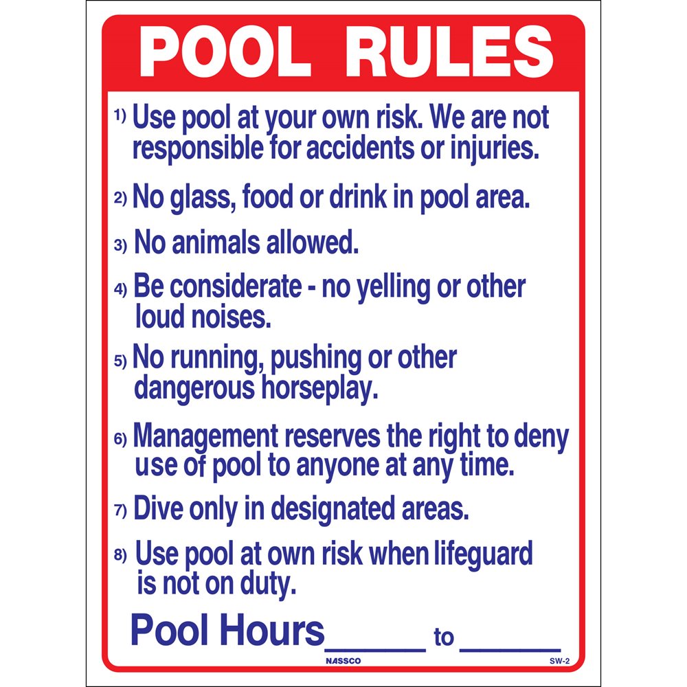 Sign - Pool Rules 18" x 24"