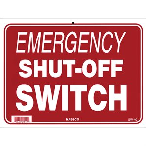 Sign - Emergency Shut-Off Switch 9" x 12"