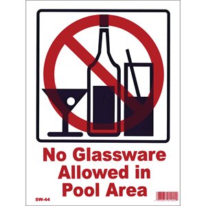 Sign - No Glassware 9" x 12"
