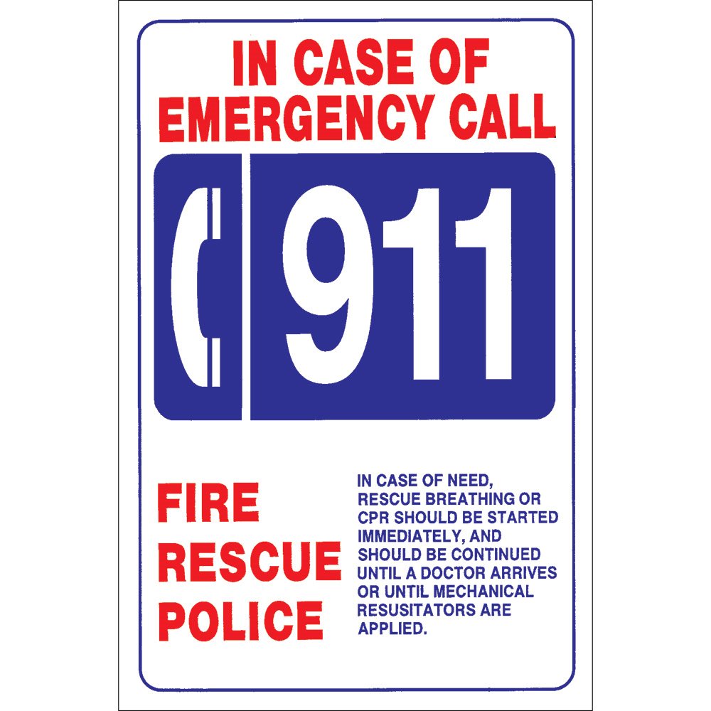 Sign - In Case of Emergency 12" x 18"