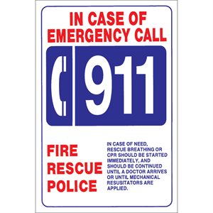 Sign - In Case of Emergency 12" x 18"