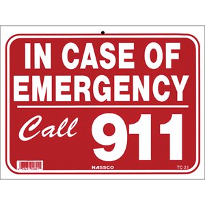 Sign - In Case of Emergency 9" x 12"