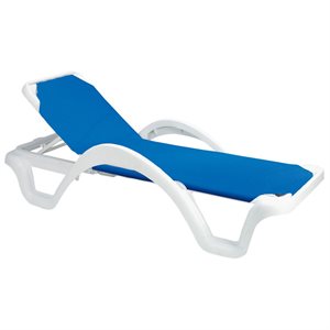 Catalina Adjustable Sling Chaise, White / Royal Blue, Case of 2