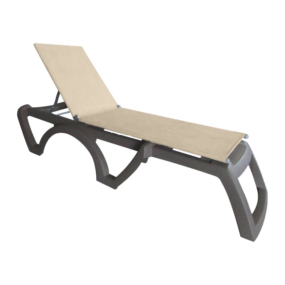 Jamaica Adjustable Sling Chaise, French Taupe Frame, Straw Sling, Case of 16