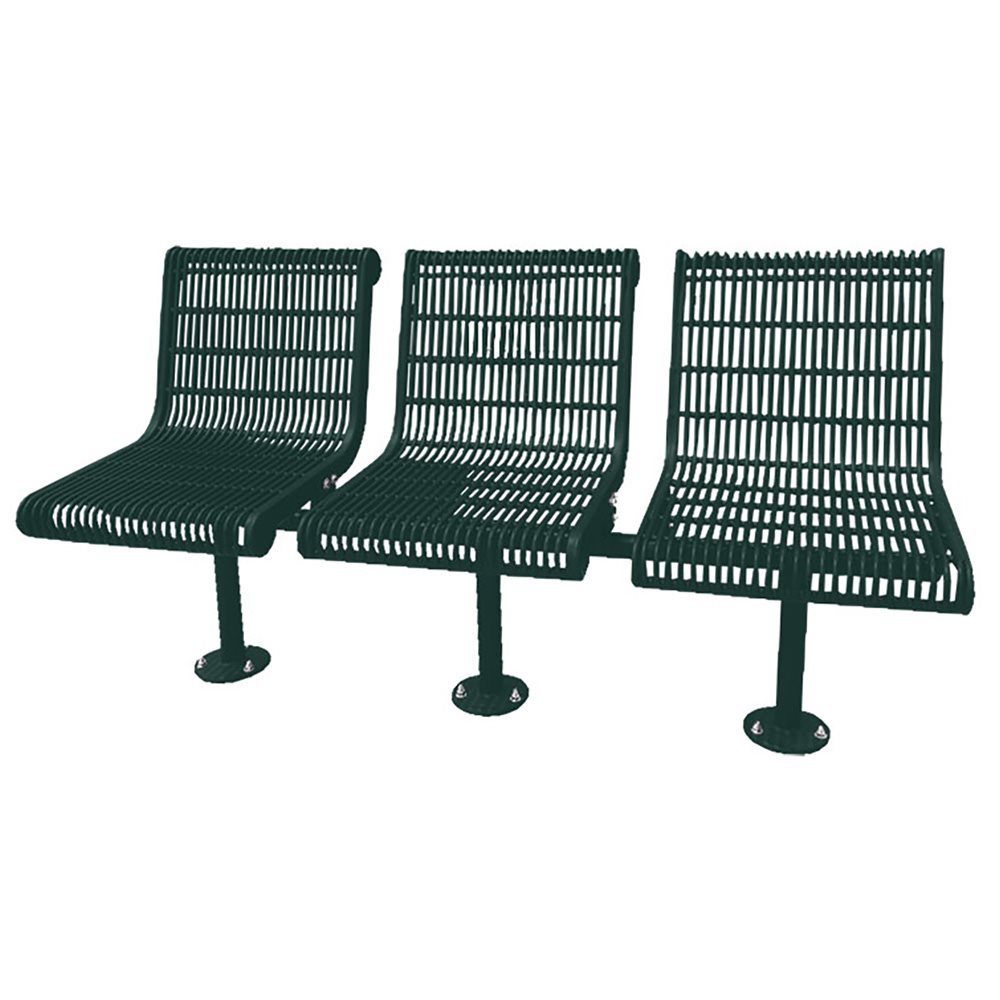 Premier Polysteel Grand Contour 3-Seat In-Line Bench, with Backrest, Surface Mount