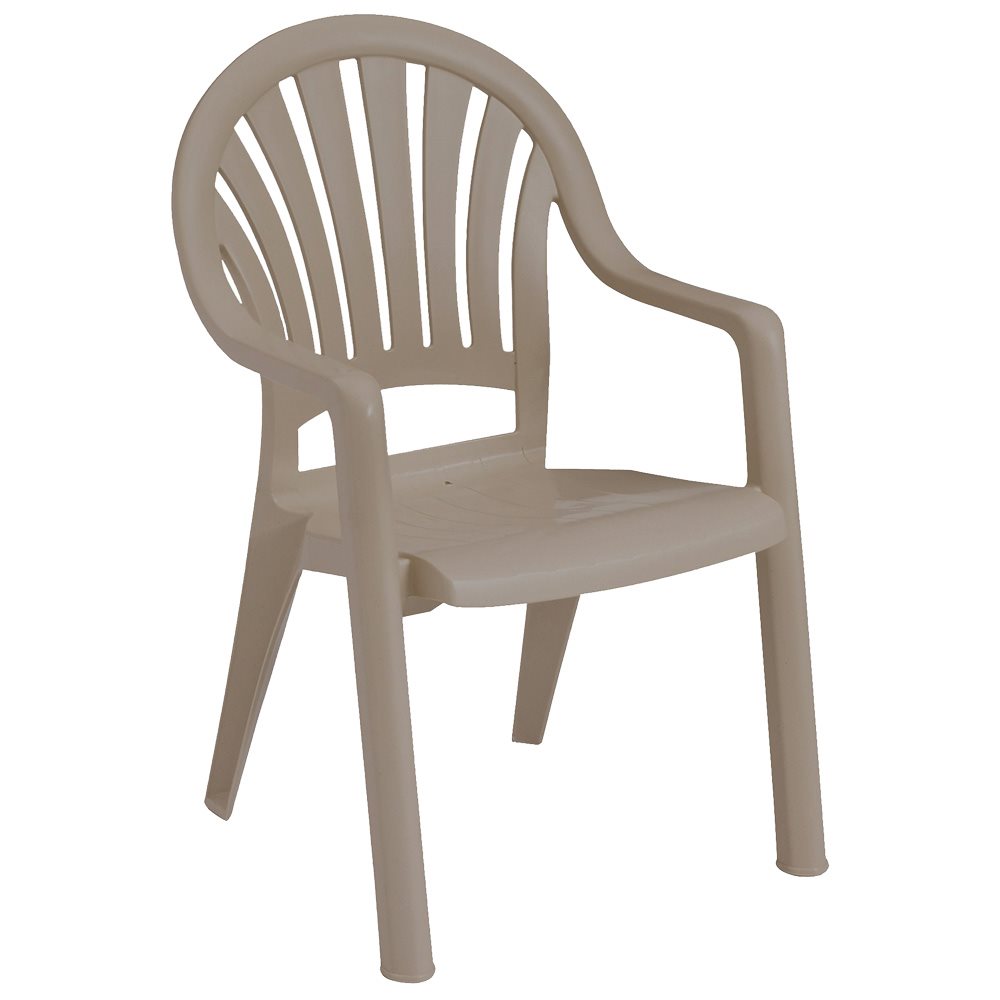 Stackable Chair, Pacific High Back, French Taupe, Case of 4