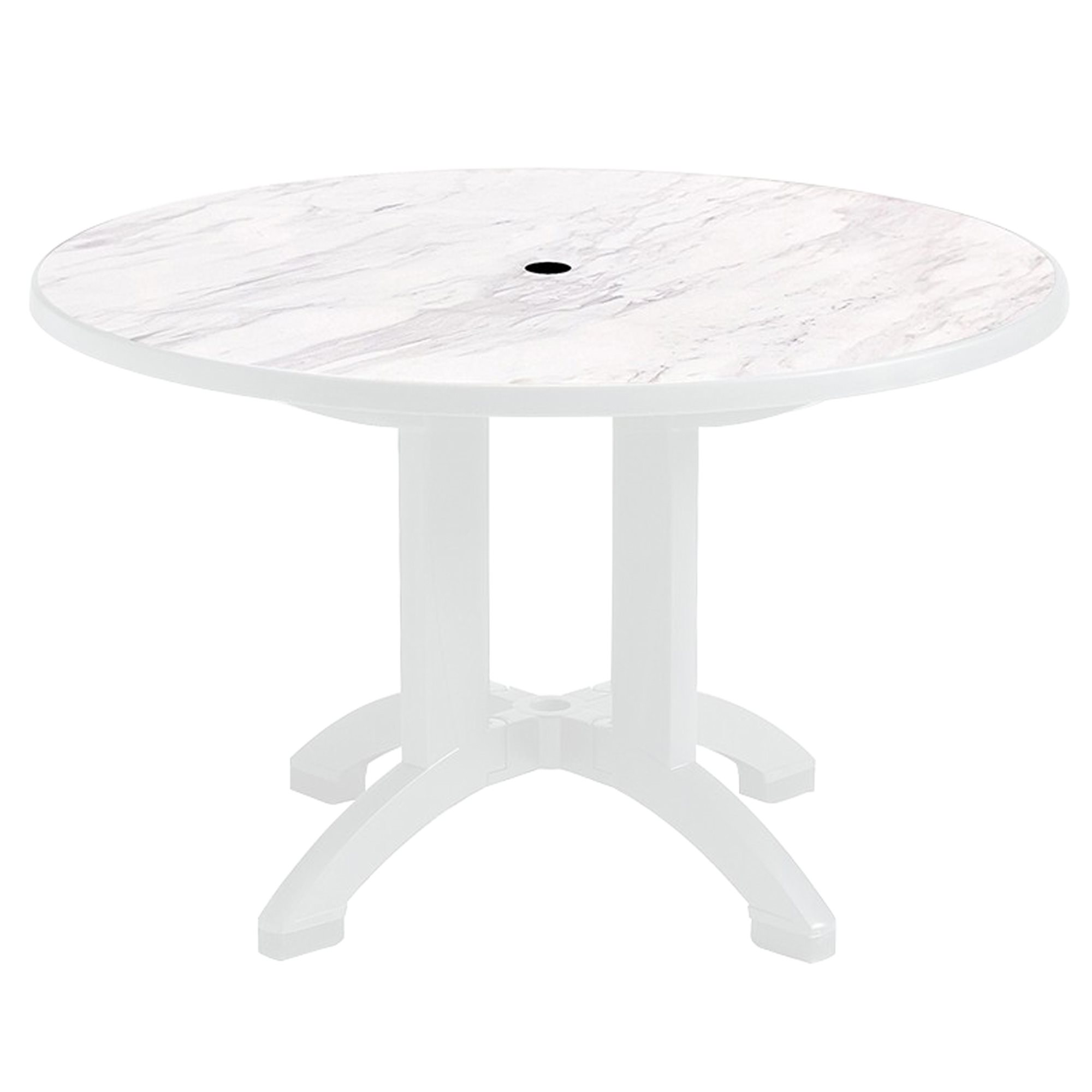 Aquaba 48" Round Table, White Marble