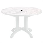 Aquaba 48" Round Table, White Marble