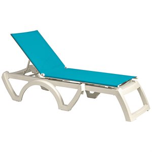 Jamaica Sling Chaise, White Frame, Turquoise Sling, Case of 2