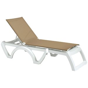 Jamaica Sling Chaise, White Frame, Beige Sling, Case of 16