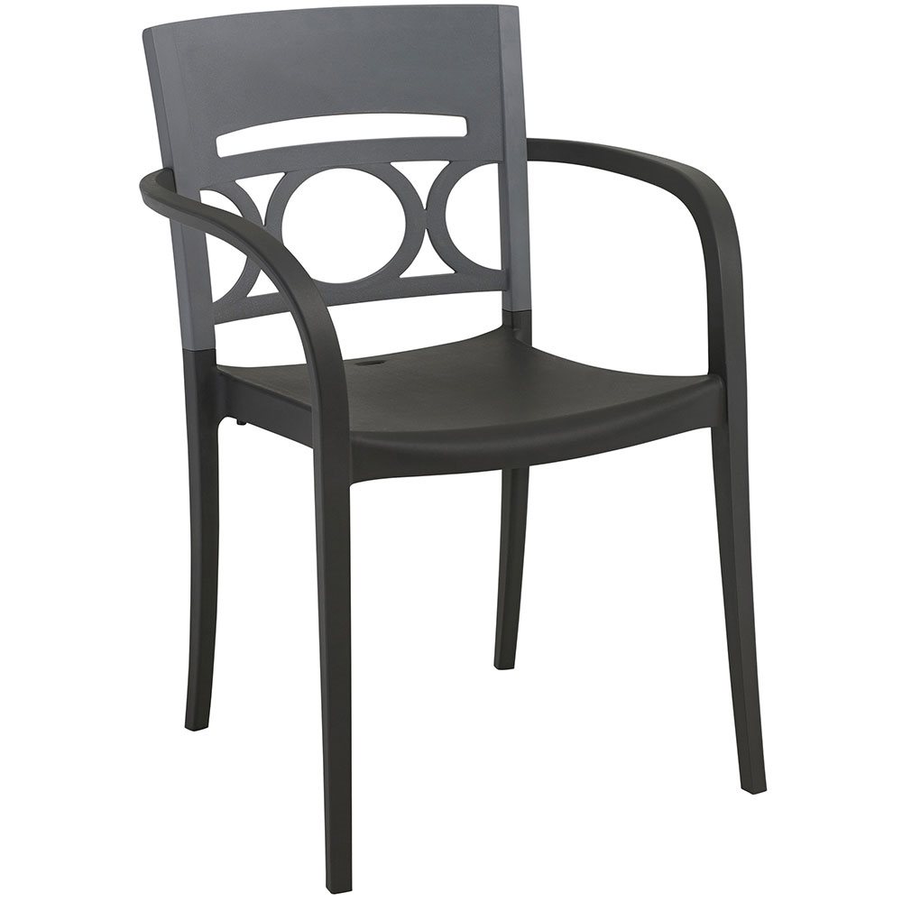 Moon Stackable Chair with Armrests, Glacier White / Linen, Case of 4