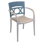 Moon Stackable Chair with Armrests, Denim Blue / Linen, Case of 4