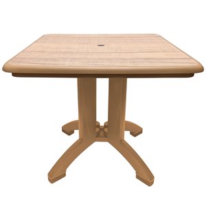Aquaba Table, 32" Square, Sawcut / Teakwood